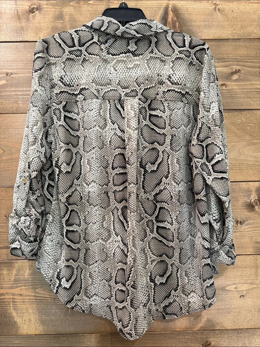 Michael Kors Taupe and Black Snake-Print Blouse